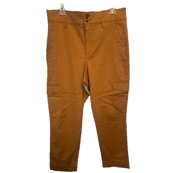 Cabi Women's ORANGE Cargo Straight Leg Pants High Rise Stretch Pockets Sz 6 - Picture 1 of 13